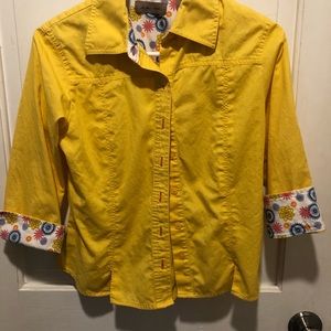 i.e. Cropped Yellow Top with 3/4 sleeves-Size Small.